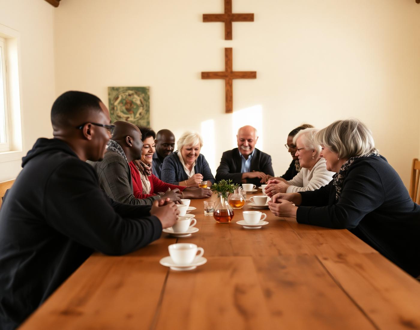 Община за общим столом после служения